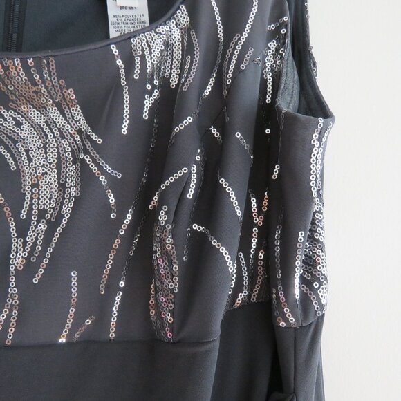ALEX EVENINGS Grey Silver Sequin Ruched Maxi Evening Dress Gown - Size US 16W - Picture 7 of 15